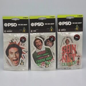 PSD ELF Air Freshener The Big Sniff (3 Pack) Vanilla Coconut Pine Scent Car Auto